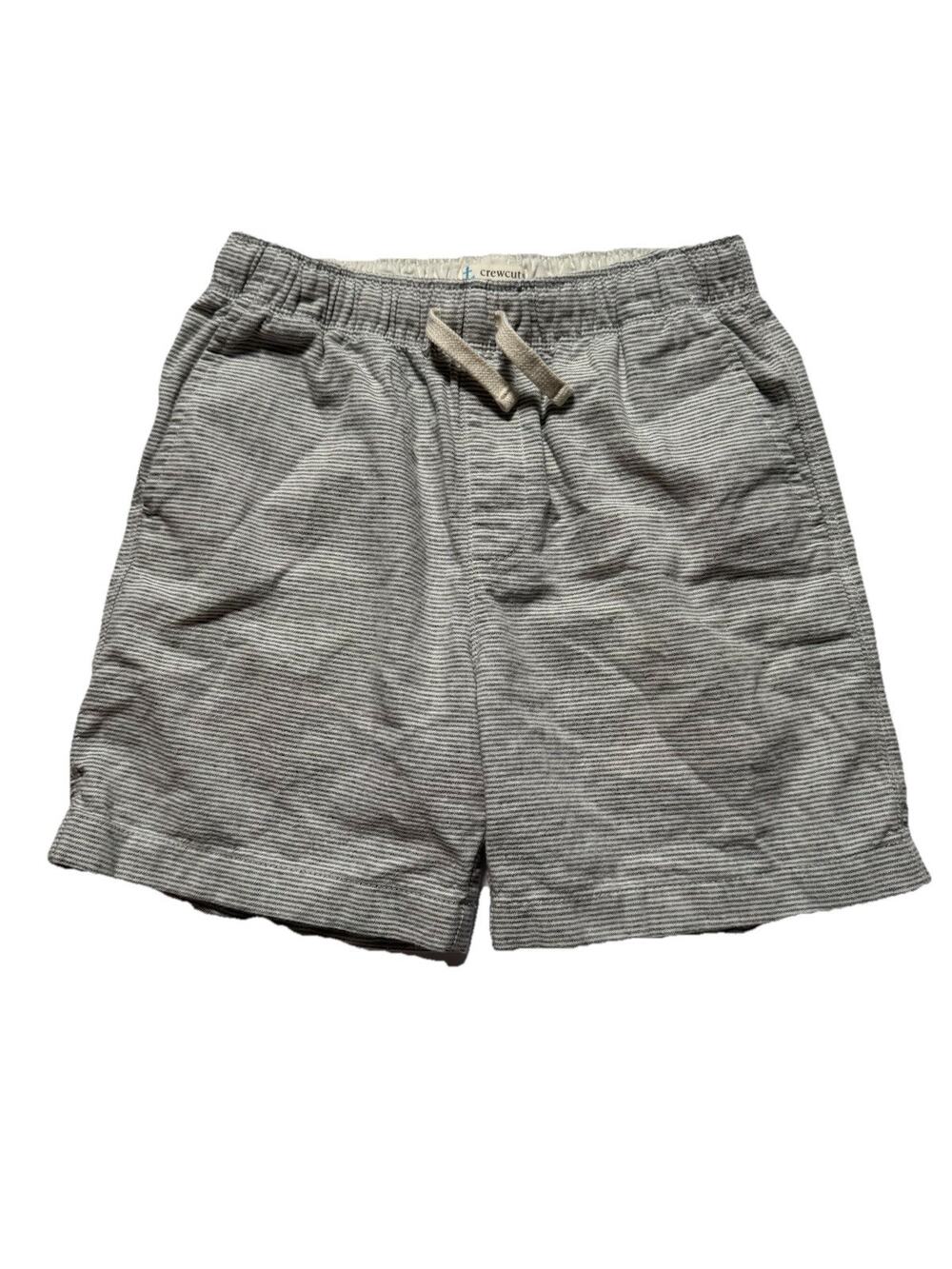 Crewcuts Boys Size 10 Gray White Striped Linen Blend Pull On Shorts